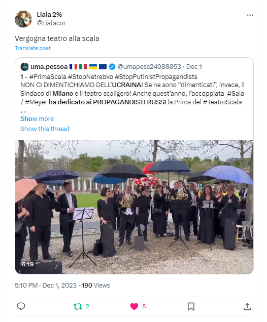 umapess24988053's tweet photo. 3 –  #StopNetrebko #StopPutinistPropagandists #RussiaIsATerroristState
Altre condivisioni nei QUOTES al presente thread. RINGRAZIO TUTTI di cuore per la disponibilità alla diffusione e il sostegno dimostrato nei confronti dell’Ucraina. La vostra sensibilità e la vostra solidarietà vi rendono onore.
@evermoremorena - https://t.co/xhvDUfHWn1
@Lialacor  - https://t.co/ZRSkfAu9q5
@pumi2017 - https://t.co/iOIkoICosO
@spimassimo68 - https://t.co/W6wKK966f4

#StandWithUkraine
3/n >>>