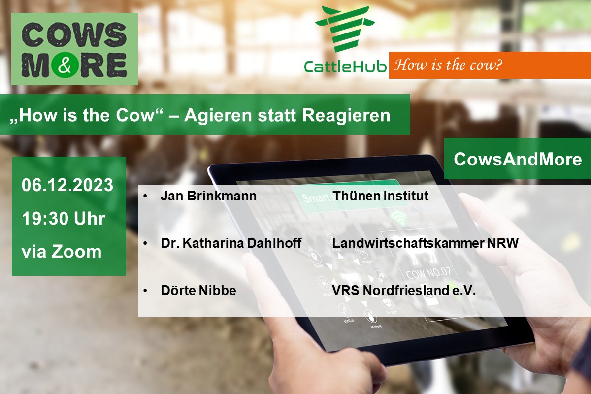 Am 06.12. bieten wir eine Veranstaltung im Rahmen unserer Online Veranstaltungsreihe ,,How is the Cow" - Agieren statt Reagieren zum Programm CowsAndMore an 🐄 
Mehr Infos gibt's hier: us06web.zoom.us/webinar/regist…