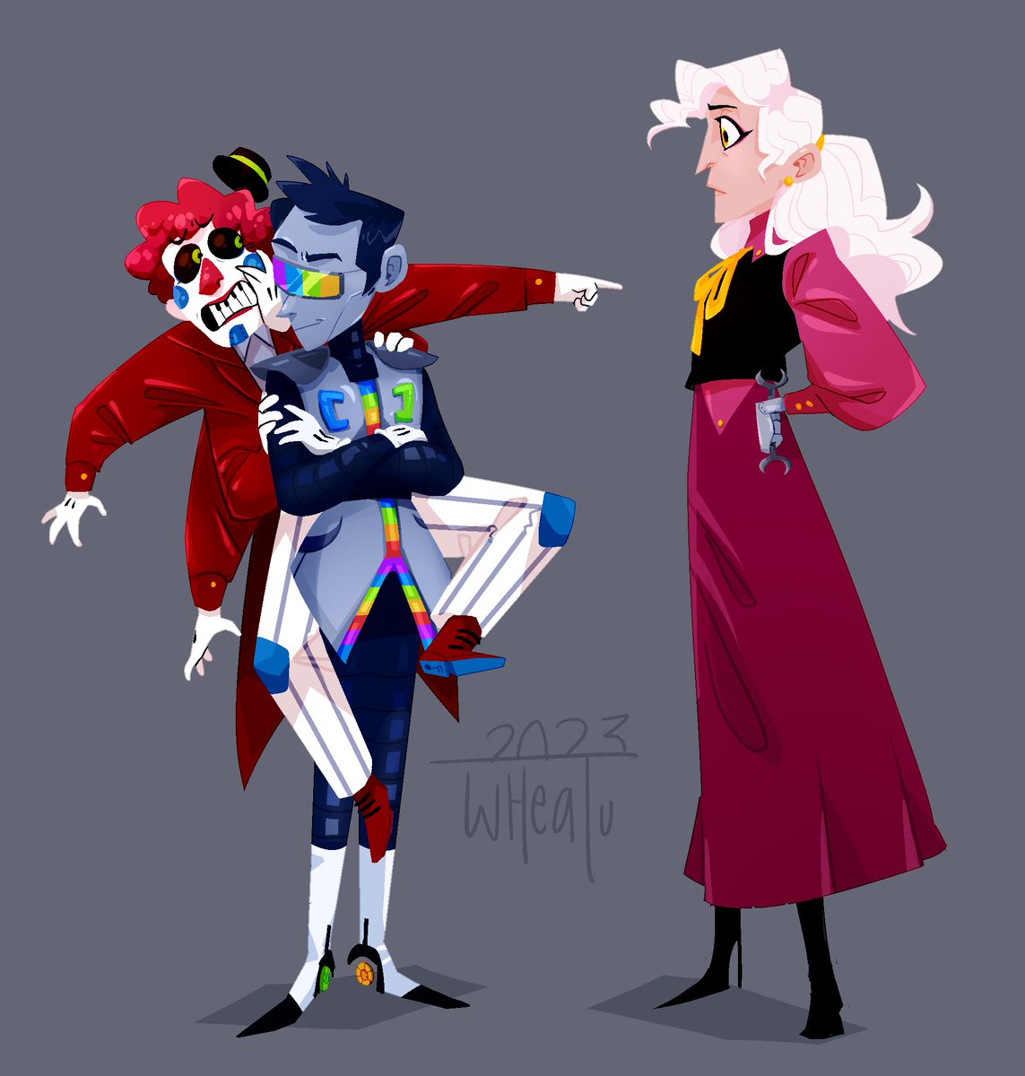 DarthWheatu's tweet photo. Five years difference. I wanted to redraw one of my favorite doodles. :>
#FNAF #FiveNightsAtFreeddys #musicman #mangle #candycadet #drawing #redraw #gijinka #pixelart https://t.co/Hv7lJGyUkk