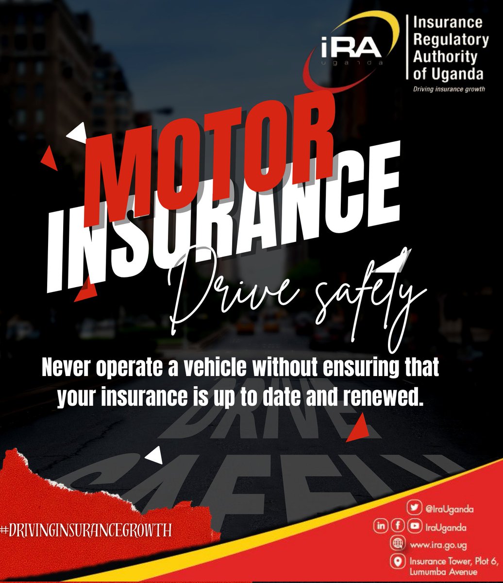 IraUganda's tweet image. In Uganda, road safety begins with responsible driving and updated motor insurance. Never hit the road without ensuring your coverage is renewed. Prioritize safety – drive with confidence. 🚗✅

 #UgandaDriving #InsuranceSafety #DriveResponsibly #DrivingInsuranceGrowth #BeInsured