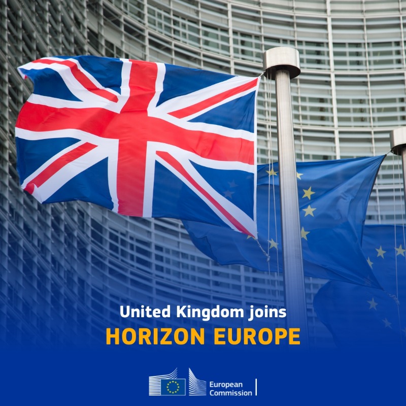 EU_Commission's tweet photo. The UK is back in the Horizon family. A win-win for global scientific progress.

Starting from 1 January 2024, UK researchers will be able to participate in @HorizonEU, the EU’s research and innovation programme.

More info ↓