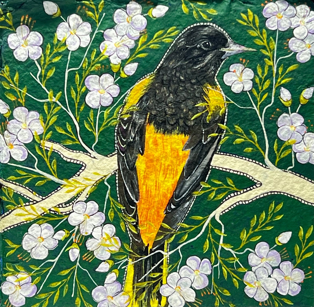 rinalparikh's tweet photo. Dec 4th Mini: Oriole

In the trees, it sings the oriole's melody, a symphony of nature's grace.
6" x 6", Acrylic gouache on handmade paper. 
To learn more about the painting or to collect, visit my website:https://t.co/8SxWy9rl48 https://t.co/DTDcUNisrP