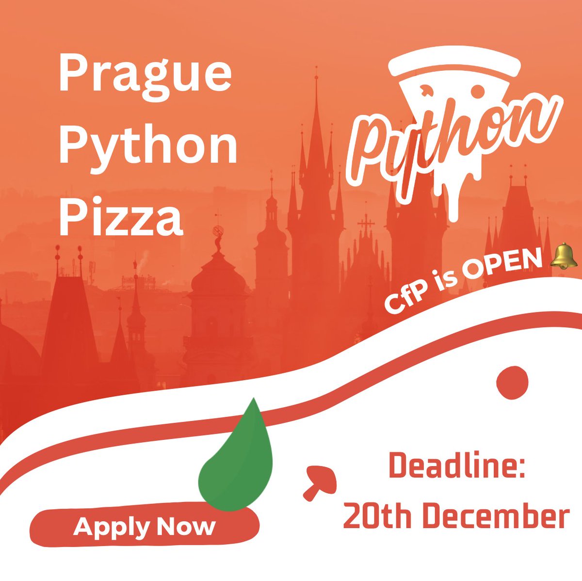 Python Pizza is coming to Prague!🐍 CfP is open for speakers and we’re looking forward to your submissions! The deadline is 20 Dec⏰ More details on the website: prague.python.pizza To receive updates, subscribe to our newsletter📰 Link in comments👇