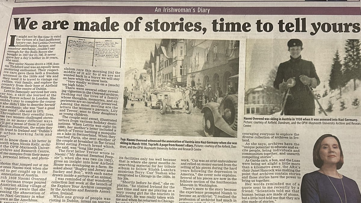 Huge thanks to our #ExploreYourArchive ambassador @FinnClodagh for her article @irishexaminer over the weekend, 'We are made of stories, time to tell yours' which mentioned work of @ARAIreland @explorearchives @ITMADublin @OMARC_archive @niamhnicharra @ilovedustybooks & more! 1/4