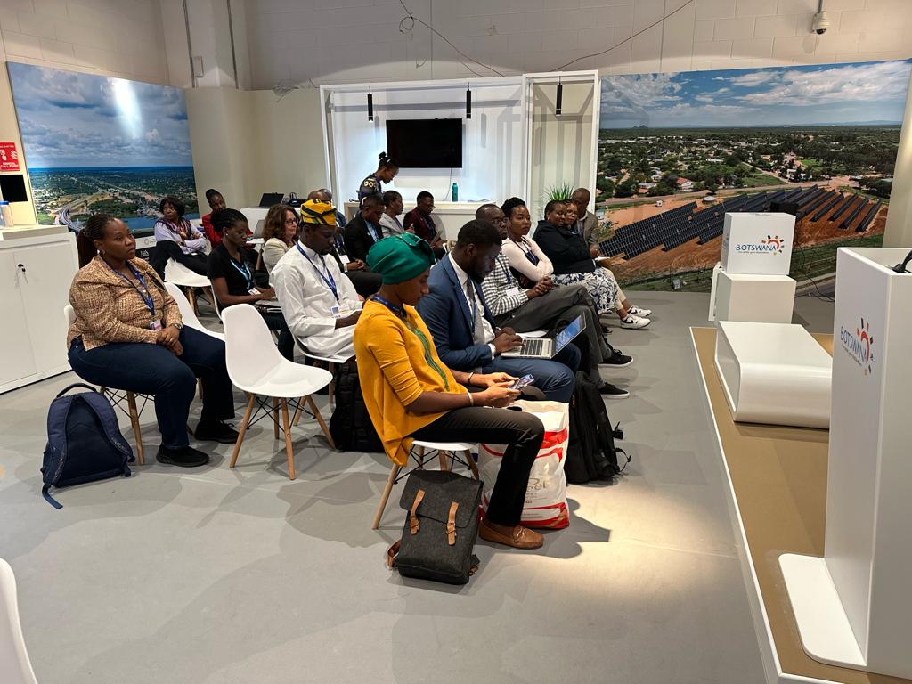 AGNESAfrica1's tweet photo. HAPPENING NOW AT THE BOTSWANA PAVILLION
STRENGTHENING GENDER INTEGRATION IN CLIMATE POLICY AND ACTION IN BOTSWANA
Launch of the Botswana Gender and Climate Vulnerability Hotspot Mapping - innovative use of national data and #groundtruthing for better climate policy.@UNDP_Botswana https://t.co/4WeyAogQcy