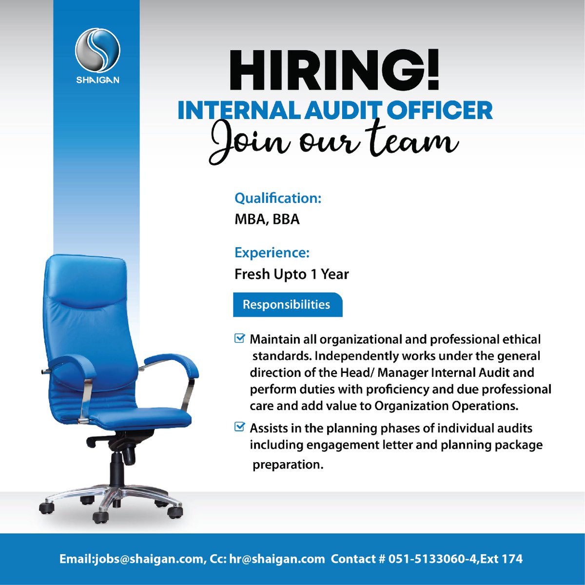 ShaiganPharma's tweet photo. Join our team as an Internal Audit Officer!

Explore your potential in auditing excellence with us! We're hiring a detail-oriented pro to join our dynamic team.

Apply now! Email: Jobs@shaigan.com, Cc: hr@shaigan.com

#AuditOpportunity #HiringNow #InternalAuditJobs https://t.co/AxfUu4mFOV