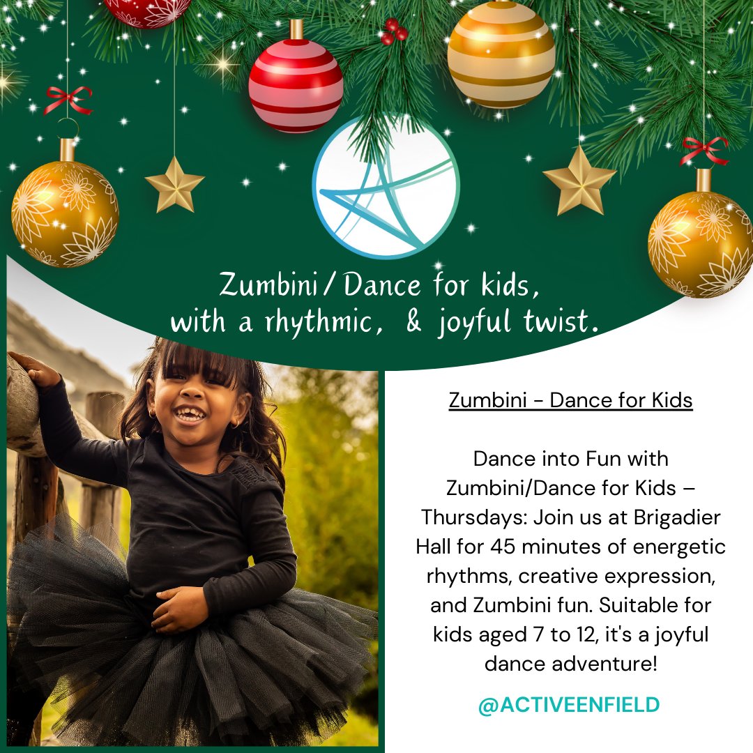 🎉 Day 8 🕺 Dance joyfully with #Zumbini Dance for Kids every Thursday at Brigadier Hall! Energetic rhythms, creative expression, and Zumbini fun await. 🎶 Book now for a rhythmic and joyful dance adventure. activeenfield.uk/whats-on/zumbi… #ActiveEnfield #KidsDance #ZumbiniFun