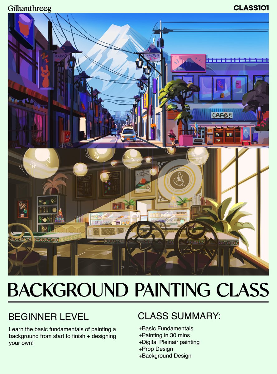 Let me present my✨Beginner Background Painting Class!✨

In this class, you will learn basic fundamentals in painting backgrounds, painting plein-air, and designing backgrounds, and props! just subscribe to CLASS101 and start your background painting journey!