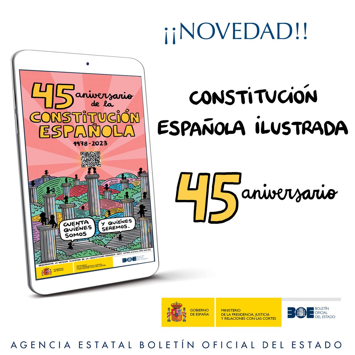 Edición conmemorativa del 45 aniversario de la Constitución española
Edición electrónica en varios idiomas. Disponible  en:  boe.es/biblioteca_jur…
Conmemoración del 45 aniversario de la #Constitucionespañola #45AñosdeConstitución