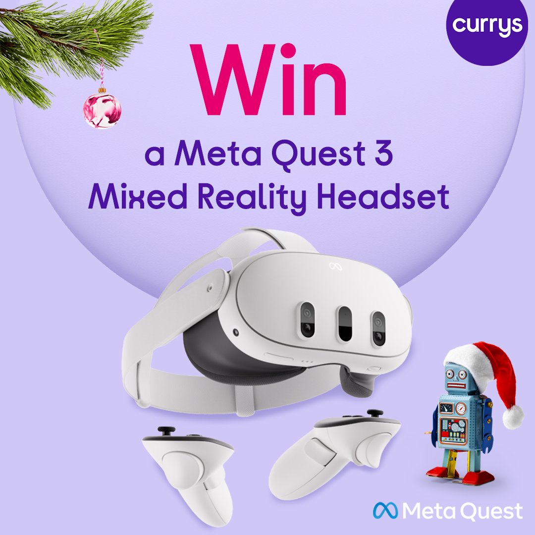 Expand your world this Christmas and dive into extraordinary experiences, entertainment and games with a Meta Quest 3 giveaway!👾 Here's how you can win: 1) Follow @Currys 2) Like and reply to this post letting us know how you will be spending Christmas using #CurrysChristmas