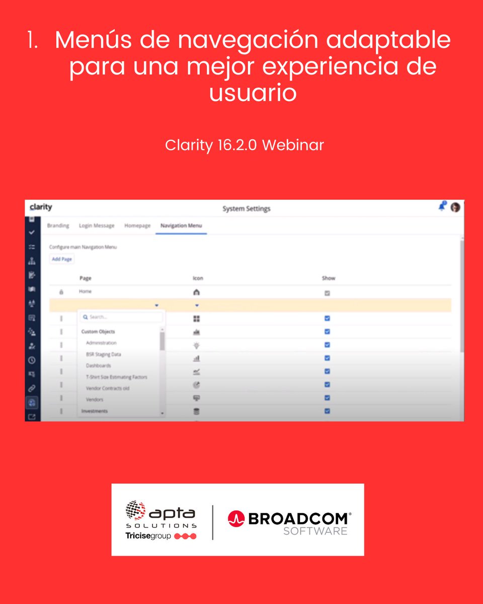 AptaSolutions's tweet photo. 🆕 #Clarity 16.2 (@BroadcomVSM) pone el foco en liberar funcionalidades que nos permitan gestionar los proyectos y tareas de la organización con una mejor UX

💡 Descubre las novedades en nuestro #Webinar ➡
https://t.co/2yXM1J50KK

#ValueOps #ValueStreamManagement #VSM #Broadcom https://t.co/gKDwb3jDTS