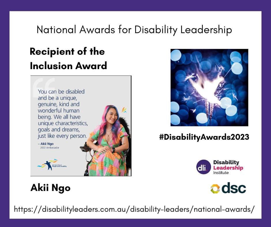 Heidi La Paglia Reid (@heidilapaglia) on Twitter photo Celebrating #PwD shouldnt just be on #IDPWD, so I am doing so all week. 1st up: Akii Ngo, fellow recipient of one of a <a href="/DisabilityLead/">Disability Leadership Institute</a> award! I met Akii in 2019 & have been in awe at their work since - from keynote speaking to runway appearances. See akiingo.com Celebrating #PwD shouldnt just be on #IDPWD, so I am doing so all week. 1st up: Akii Ngo, fellow recipient of one of a <a href="/DisabilityLead/">Disability Leadership Institute</a> award! I met Akii in 2019 & have been in awe at their work since - from keynote speaking to runway appearances. See akiingo.com