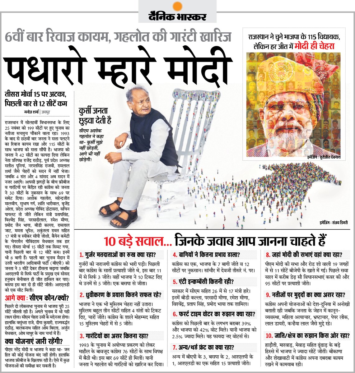 भाजपा को 115 सीटें, लेकिन हर जीत में मोदी ही चेहरा .. इन 10 सवालों के जरिए पढ़िए चुनाव का विश्लेषण 

#RajasthanElection2023 #ElectionResults #RajasthanCM 

अधिक खबरें पढ़ने के लिए दैनिक भास्कर ऐप इंस्टॉल करें - dainik-b.in/download