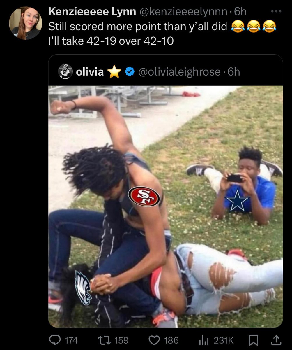 they over here arguing about who got whooped the least by the niners im weak😭😭🤣