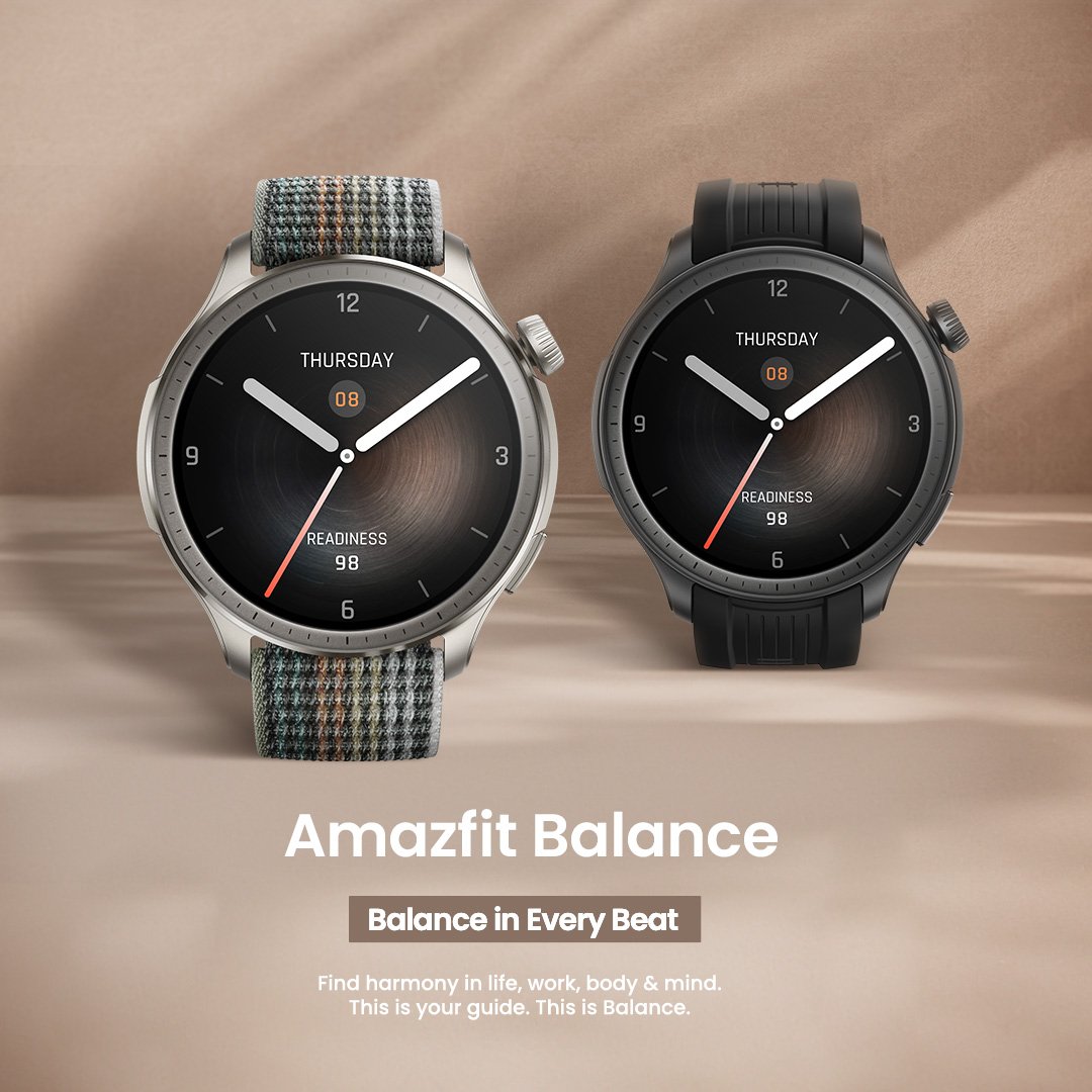AmazfitIN's tweet photo. Take a deep breath; a new era begins now ๐งโโ๏ธ Introducing the brand-new Amazfit Balance โ Your path to achieving the ultimate in balanced living begins here ๐ง ๐จโ๐ผ Welcome to wellness ๐ #Amazfit #Balance #BalanceInEveryBeat #AI #Smartwatch #NewArrival #Yoga #Zen https://t.co/TGXwKaiuzK