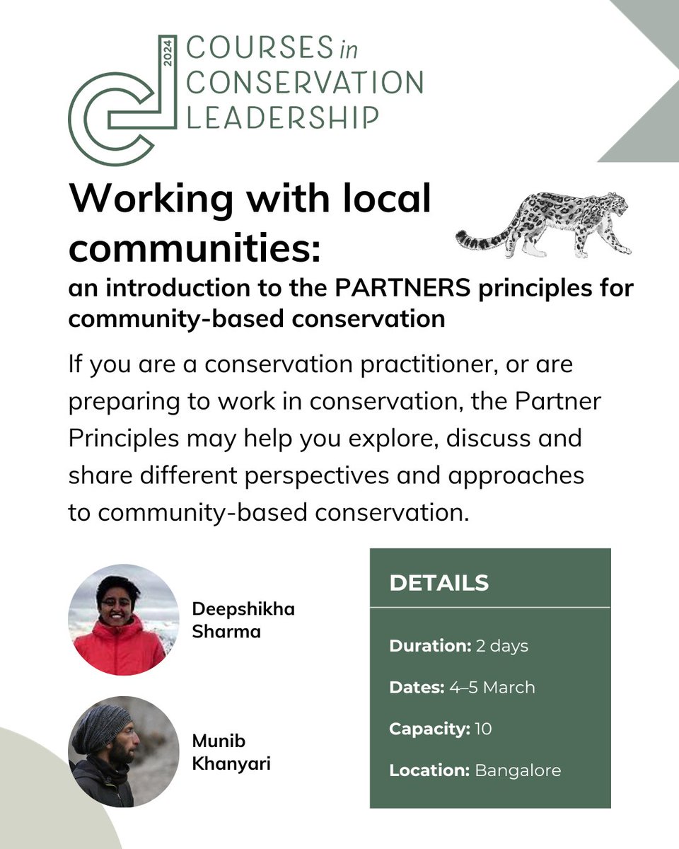 Working towards partnering with local communities for conservation projects, and developing stronger and more resilient relationships with community partners? Take a look at this course! Details: ncf-india.org/conservation-l… #communityconservation