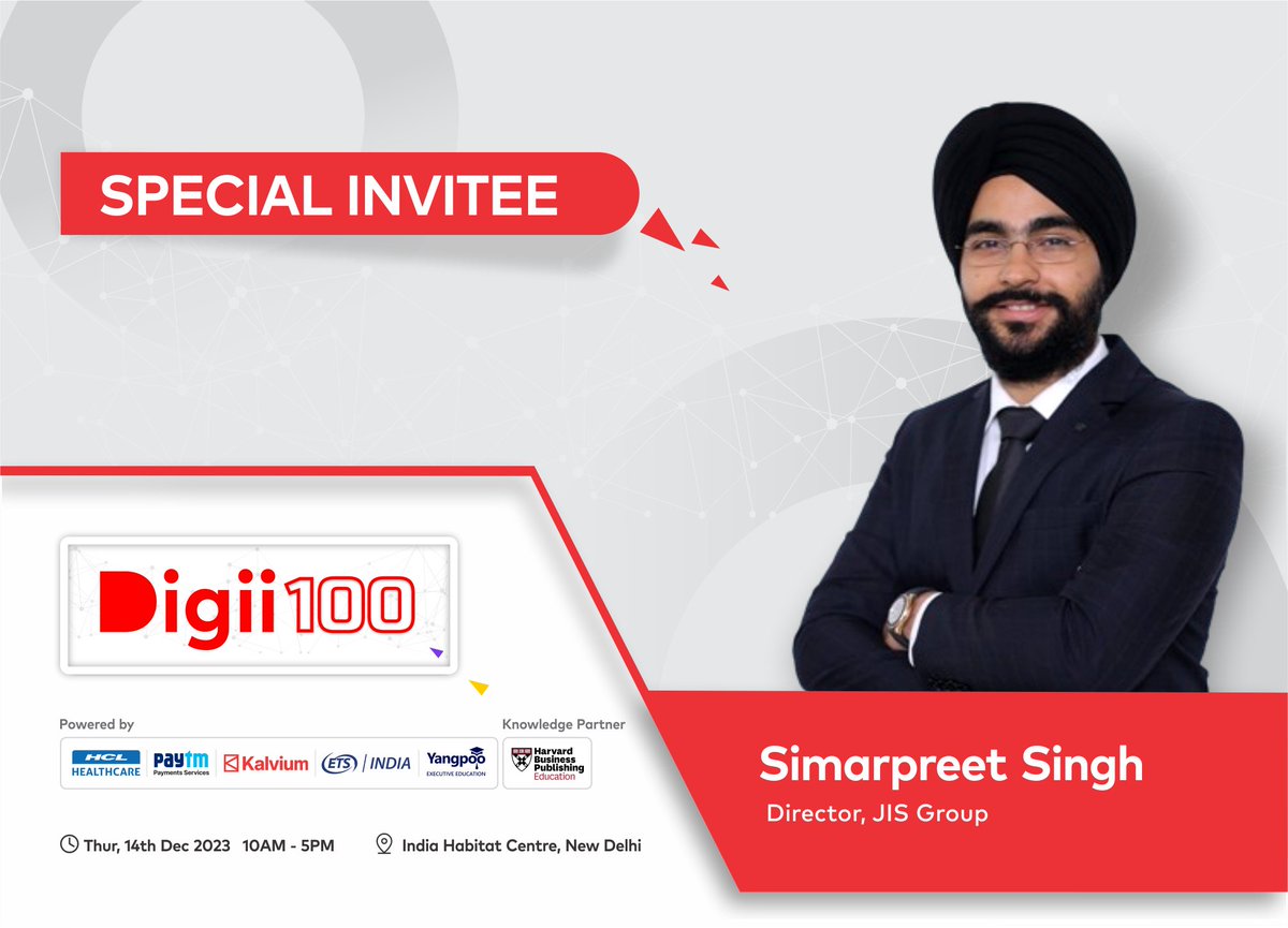 digii__official's tweet photo. Excited to announce that Simarpreet Singh, Director at JIS Group will be a part of the much-awaited 𝐃𝐢𝐠𝐢𝐢𝟏𝟎𝟎 𝐒𝐮𝐦𝐦𝐢𝐭!

If you are a Digital-first Institution, secure your spot now! >>https://t.co/k5fulh8fkq

#Digii100 #Digii100summit #GoDigii #digiicampus #jisgroup https://t.co/rGStQ40GX9