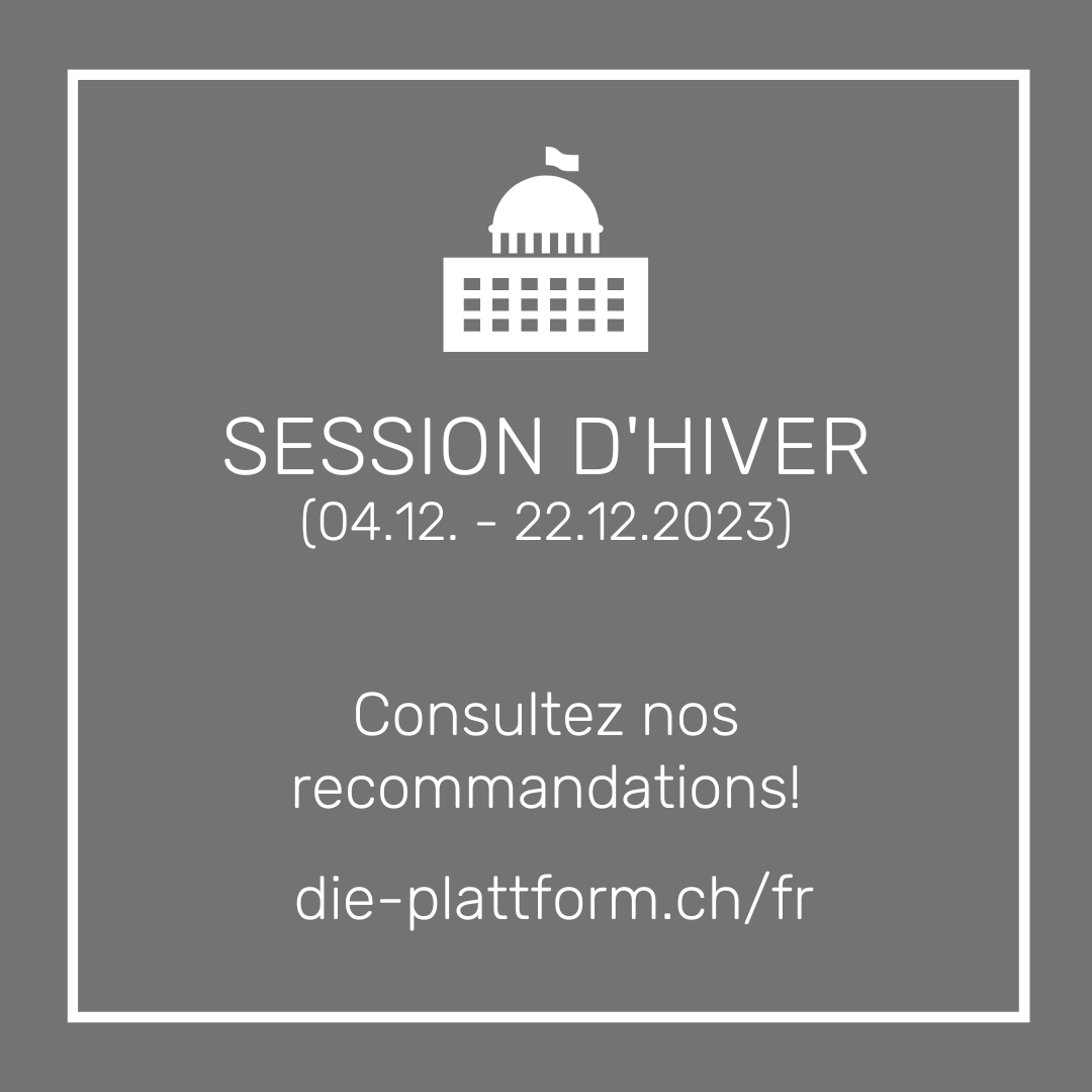 🏛️ 📢 Aujourd'hui débute la session parlementaire d'hiver 2023. Consultez dès maintenant nos recommandations sur les dossiers traités dans les deux conseils et abonnez nos aperçus des sessions!

👉 ow.ly/Khm850QbQEo

#Parlament #AssembléeFédérale #PolitiqueCH