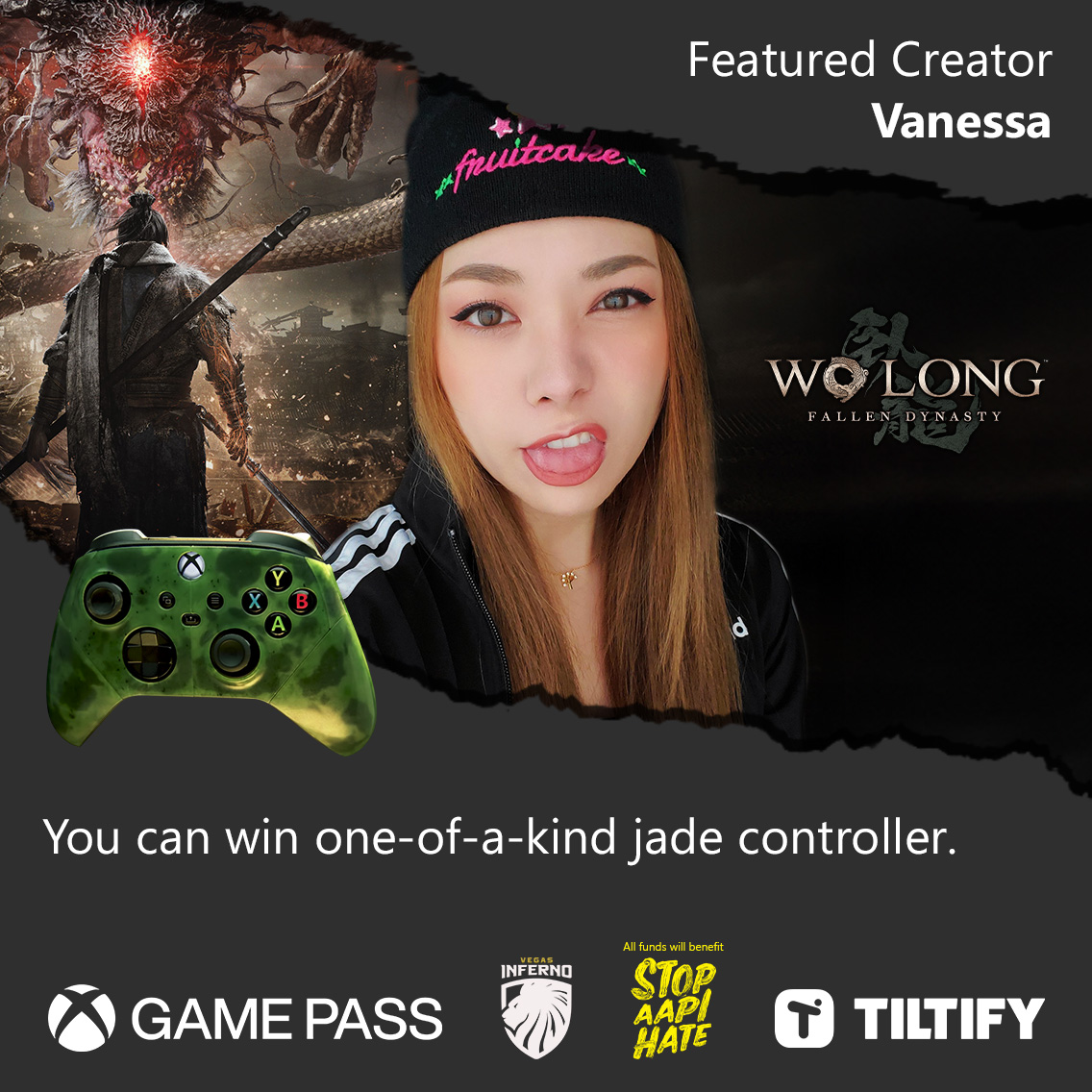 xxfruitcakexx's tweet image. So excited to announce I am teaming up w/@XboxGamePass @VegasInferno @tiltify @KoeiTecmoUS and @Microsoft to raise money against Asian American &amp;amp; Pacific Islander Hate! Catch me live on Dec 14 at 6pm pst with @rikuthebestyt See you there! twitch.tv/xofruitcakeox #StopAAPIHate #Ad