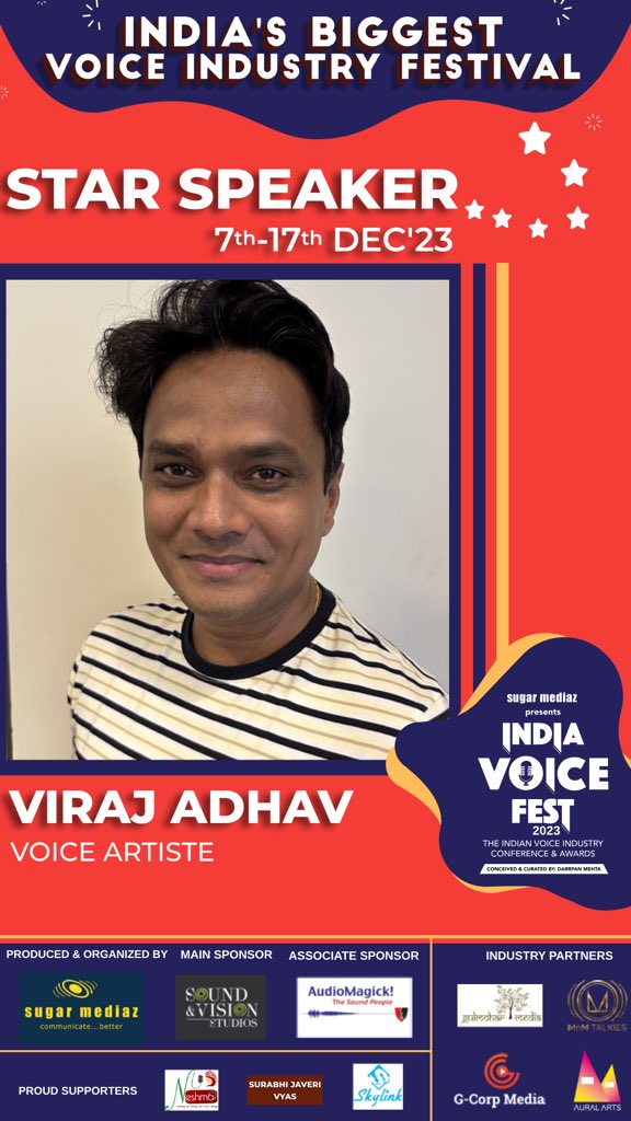 Meet our star speaker Viraj Adhav at India Voice Fest 2023!

Get your delegate pass for the Grand Finale on Sunday 17th December 2023
at indiavoicefest.com