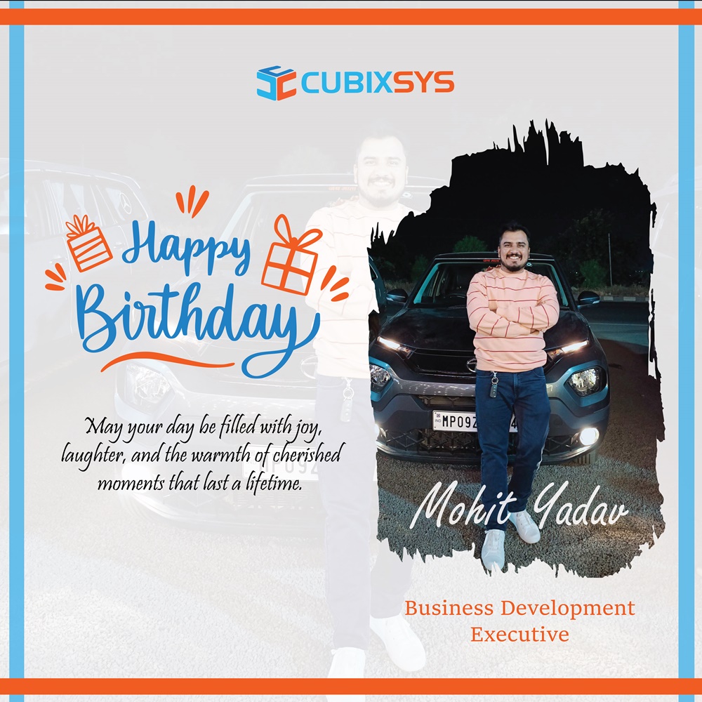 cubixsys's tweet photo. Happy Birthday, Mohit!
May your day be filled with joy, laughter, and the warmth of cherished moments that last a lifetime.

#birthday #birthdaywishes #employeebirthday
#happybirthdaytoyou #birthdayboy #cubixsys #celebrationvibes https://t.co/C2u6LJM0gi