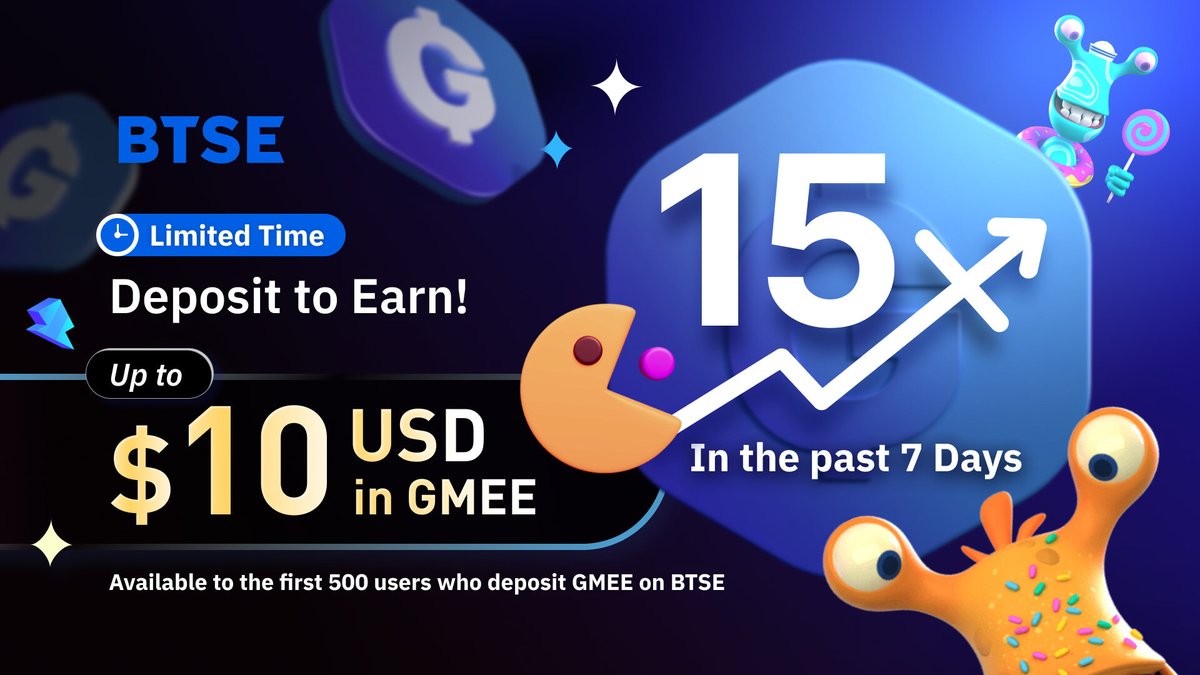 Celebrating $GMEE on BTSE! 🎮

From Dec 4, 6:00 PM to Dec 11, 6:00 PM (SGT), join us in welcoming the <a href="/GAMEEToken/">GAMEE</a> (GMEE) token! 🎁

Deposit $10 or more in $GMEE and earn up to $10 in $GMEE. Available for the first 500 users who deposit $GMEE on #BTSE. 🎉

btse.com/blog/exclusive…