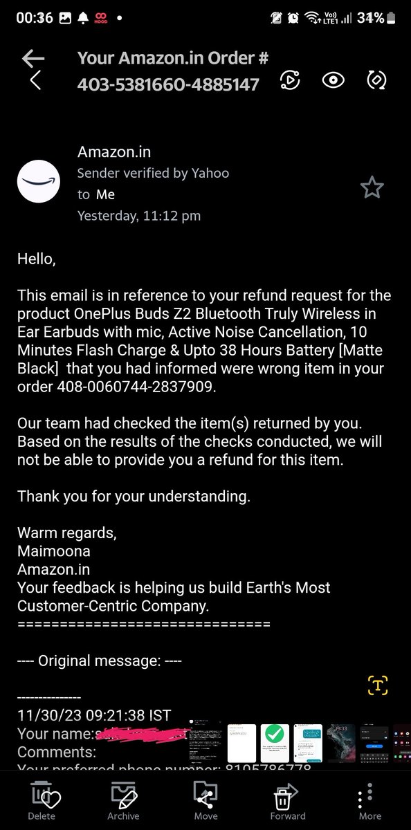 saksham77444's tweet photo. @amazonIN Look at the fraud tactics of amazon
Think that customers are fools
I wil show the proof
Return is lost in transit & the customer service agent is telling me that item condition is not satisfactory & no refund would be given
Return was a sealed pack.
#amazonexposed
#fraudamazon https://t.co/iuDw2sBmFF
