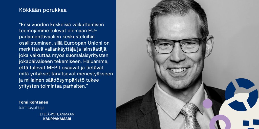 Kauppakamarin yli 100 luottamushenkilöä tekevät kökässä arvokasta työtä alueemme hyväksi! Ensi vuonna vaikuttamistyössä panostamme paikallisten asioiden lisäksi myös vahvasti EU-parlamenttivaaleihin. Lue kamariviestin pääkirjoitus täällä: etela-pohjanmaankauppakamari.fi/uutinen/kokkaa…