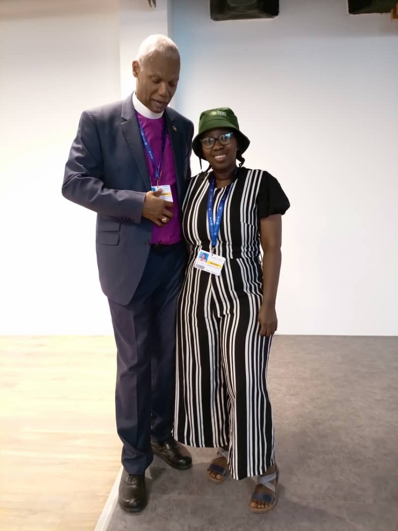 Greenanglicans's tweet photo. Archbishop Julio from Panama is the chair of Anglican Communion Environmental Network (ACEN). We give thanks for his support of young people at COP28 - with Eric Bagenzi (Rwanda) Mandisa Gumada (South Africa) https://t.co/LQMkNOk6no