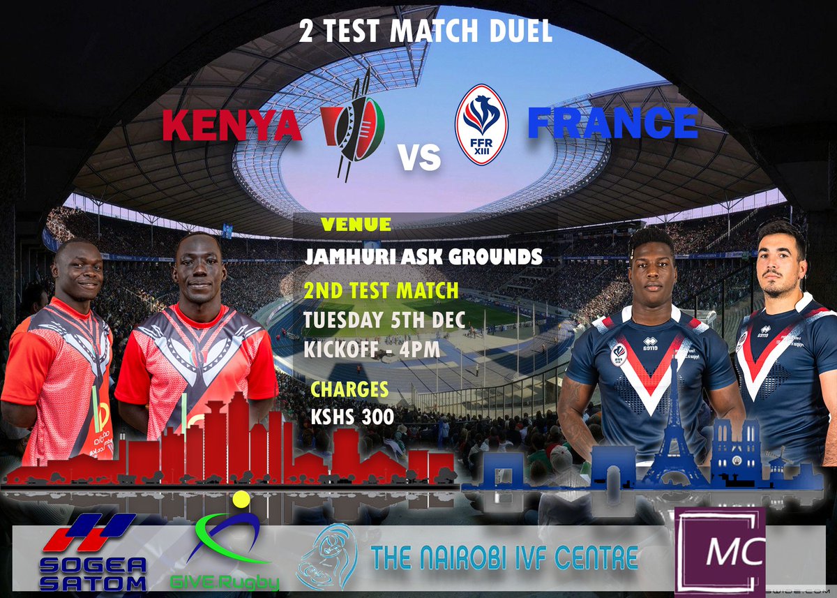 Game Day 1 done and dusted! But some mid-week rugby league is coming your way! Team Jasiri take on France again. Tickets on Ticketaasa ticketsasa.com/events/eventde… #krl #krlf #playrugbyleague #rugbyleague #rugbyleaguekenya #mearugbyleague #nrl #intrl #eurorugbyleague #mozzartbet