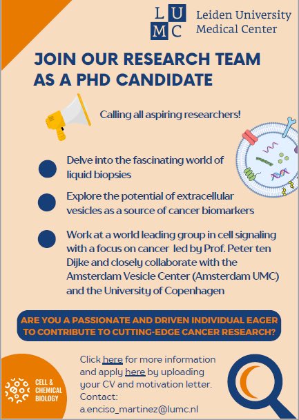 Aspiring PhD students, send in applications to join our team to research extracellular vesicles as cancer biomarkers