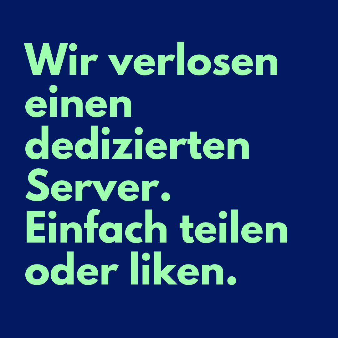 Wir verlosen einen dedizierten #Server für einen Monat 🔥

Hast Du Bock auf den Server? Dann #teile oder #like diesen Beitrag und schon nimmst Du an der #Verlosung am 10.12.2023 21:00 Uhr teil 🚀

Alle Produkte findest Du auf noez.de