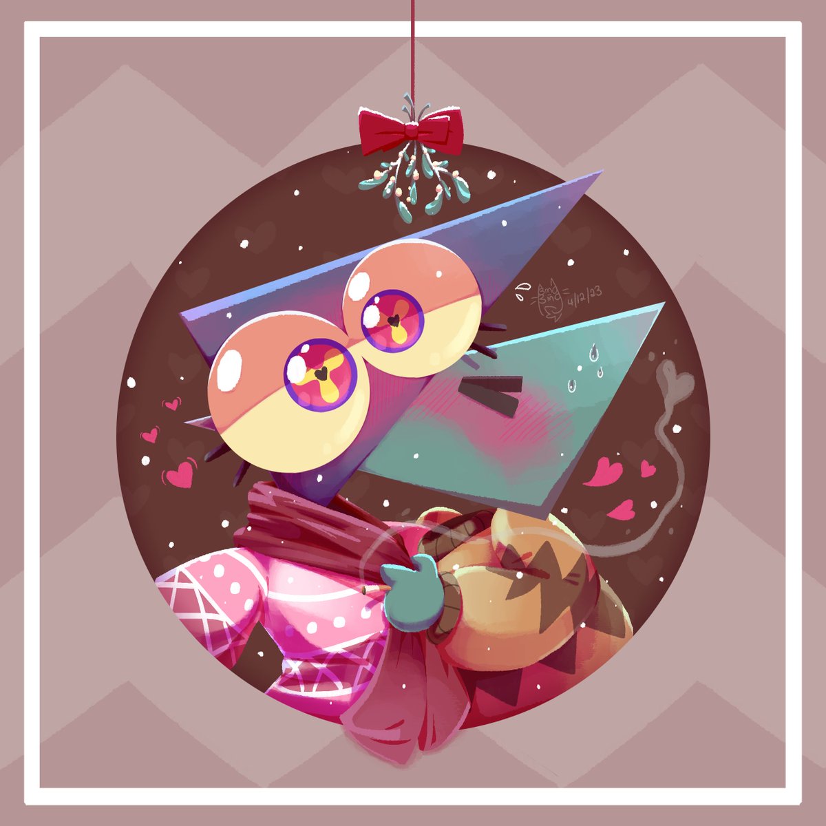 Bibi_729's tweet photo. lil cheek kiss under the mistletoe ~
Happy holidays / Merry Christmas!!!
Elain x Dento / Al dente
(if ya don't like it, keep scrolling pls🙂)
#elainthebountyhunter #elain #dento #elainxdento #aldente #gooseworx #fanart #merrychristmas https://t.co/sKlGIG2YhM