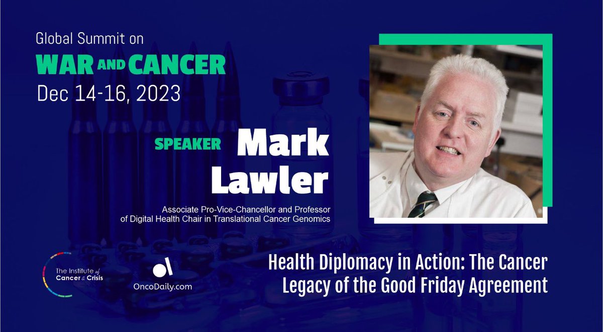 oncodaily's tweet photo. Meet the speakers of the 1st Global Summit on War and Cancer #GSWC, Dec. 14-16 (online)!
@QUBCancerProf (UK)
Click here for more details: https://t.co/Xbdq9pP5Nx
Registration link: https://t.co/vTIFQUAFv1
#oncology #oncodaily #warandcancer #cancer #GSWC https://t.co/m7JogZAVYD
