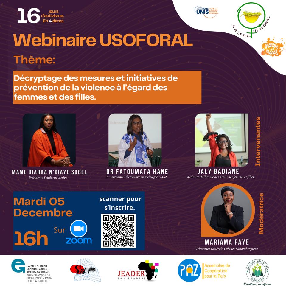 jeadercommunity's tweet image. Dans le cadre des 16 jours d'activisme, vous êtes invité à ce wébinaire organisé par JEADER, USOFORAL et d'autres partenaires sur les Violences Basées sur le Genre.

Lien d'inscription : us06web.zoom.us/webinar/regist…

#JEADER #16jours #NoExcuse #OrangezleMonde