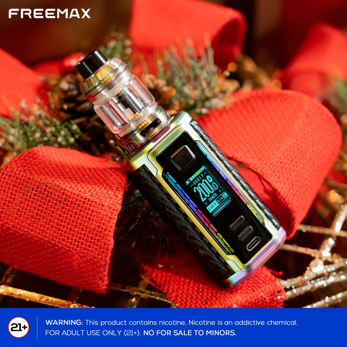 Freemaxvape's tweet image. The Christmas season is here, can Maxus 3 200W be your holiday gift? 🎁✨
.
.
.
.
.
Warning: This product contains nicotine. Nicotine is an addictive chemical.
Must be 21+.
-
#freemaxvape #subohmtank #maxus3 #maxus200w #newlaunch #innovation #style #stylish