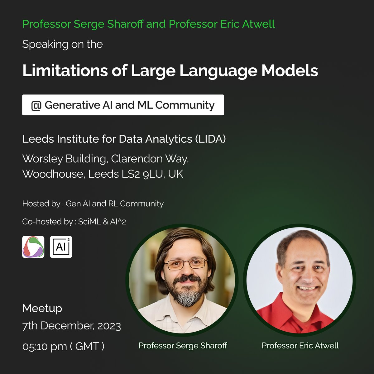 Generative AI & RL Community (@rlcommunity8) on Twitter photo Looking forward to our first AI meetup in Leeds at <a href="/LIDA_UK/">Leeds Institute for Data Analytics</a> on the Limitations of Large Language Models. Honoured to have Prof Eric Atwell and Prof Serge Sharoff for talks on various aspects of LLM limitations. Register: meetup.com/reinforcement-… Looking forward to our first AI meetup in Leeds at <a href="/LIDA_UK/">Leeds Institute for Data Analytics</a> on the Limitations of Large Language Models. Honoured to have Prof Eric Atwell and Prof Serge Sharoff for talks on various aspects of LLM limitations. Register: meetup.com/reinforcement-…