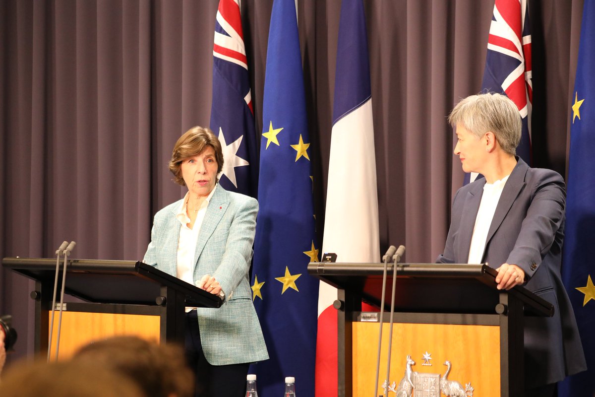 FranceAustralia's tweet photo. Today, @SenatorWong and @MinColonna are opening a new chapter in the 🇫🇷🇦🇺 relationship by adopting a bilateral roadmap based on 3 pillars: defense and security; climate; education and culture. 

A partnership founded on concrete projects and resolutely focused on the future! https://t.co/Wh3kdz68cK