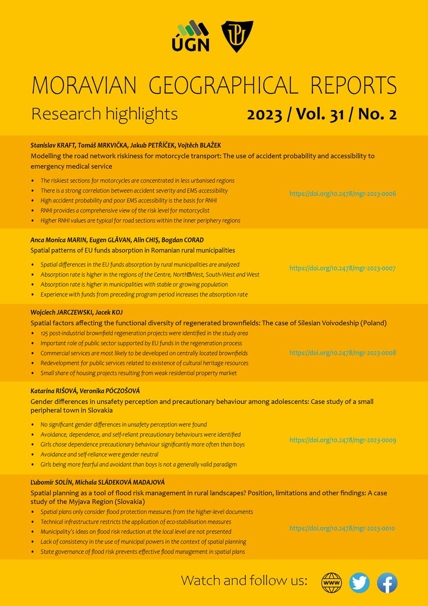 MGRjournal's tweet photo. Moravian Geographical Reports, 2023, Vol. 31, No. 2 
@MGRjournal @MoravianReports https://t.co/Ozn8Jc6SSY