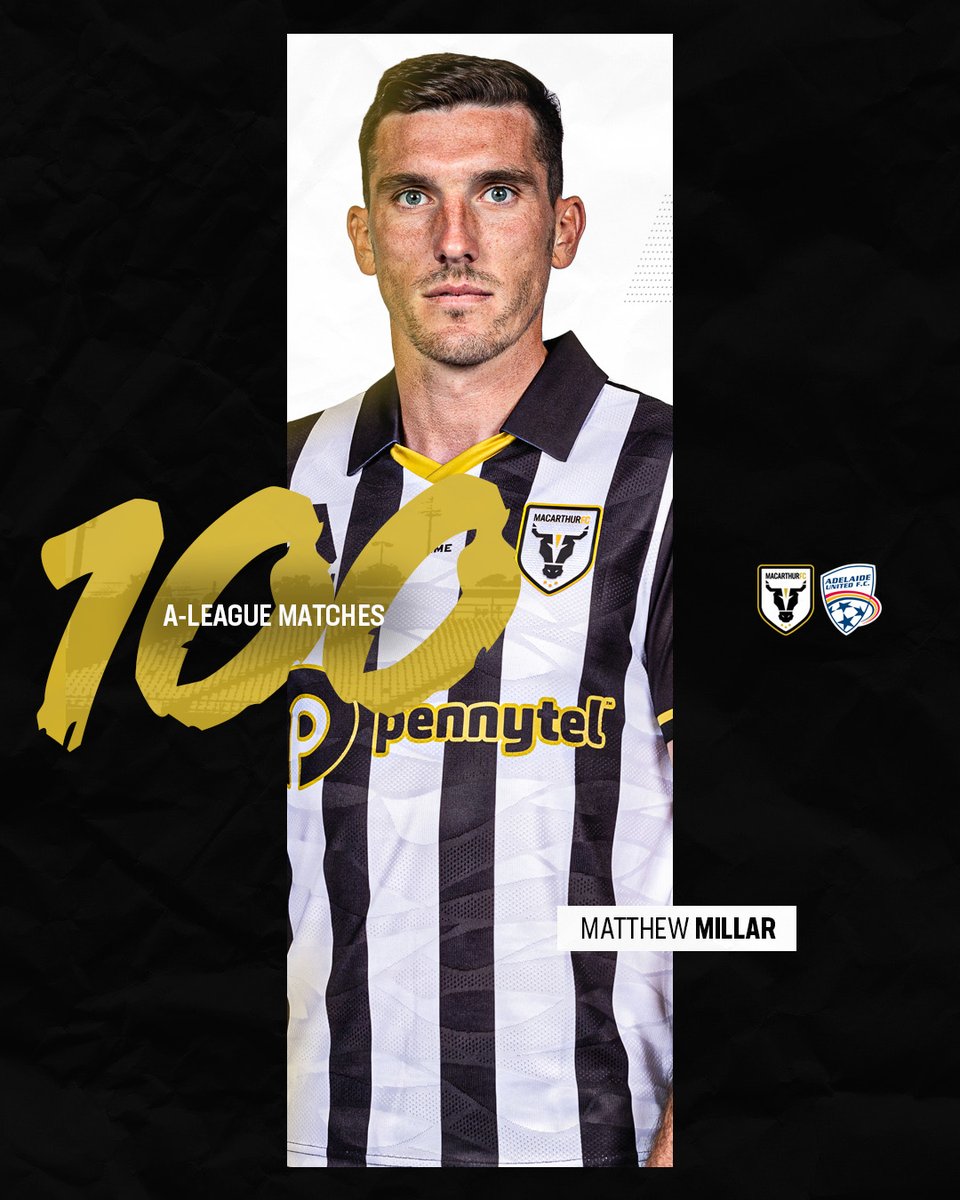mfcbulls's tweet photo. Congratulations Matty Millar on reaching 100 @aleaguemen matches! ๐
#MACvADE #WeAreTheBulls https://t.co/g2lveXpSse