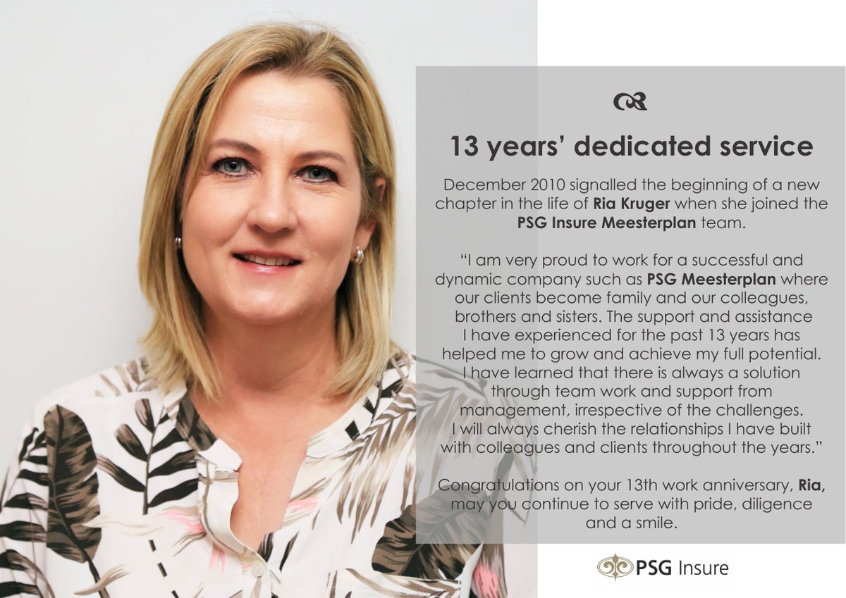 insure_psg's tweet photo. Congratulations Ria Kruger with your 13th work anniversary. May you continue to go the extra mile for your clients and to serve them with a smile.
#workanniversary
#Insurance
#brokersthatcare
#clientserviceexcellence https://t.co/f858wScLzq