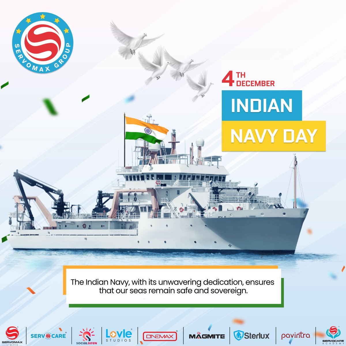 servocare's tweet photo. Happy #NavyDay to the pride of our nation! The #IndianNavy, with its unwavering dedication, ensures that our seas remain safe and sovereign.❤️⚓🇮🇳

#IndianNavyDay #IndianNavyDay2023 #Navy #4th_December #Indian_Navy_Day #४_डिसेंबर #भारतीय_नौसेना_दिवस

#SERVOCARE https://t.co/iQKiiMyrdu