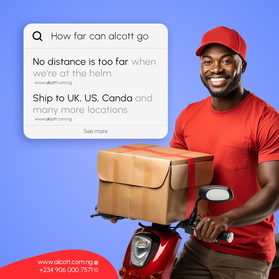 Alcottlogistics's tweet photo. Ship Worldwide with Alcott 🚀📦🌍

To request a delivery, 
- send us a direct message 
- contact us on WhatsApp via +234 906 000 7571 https://t.co/lv3cC2aUiS