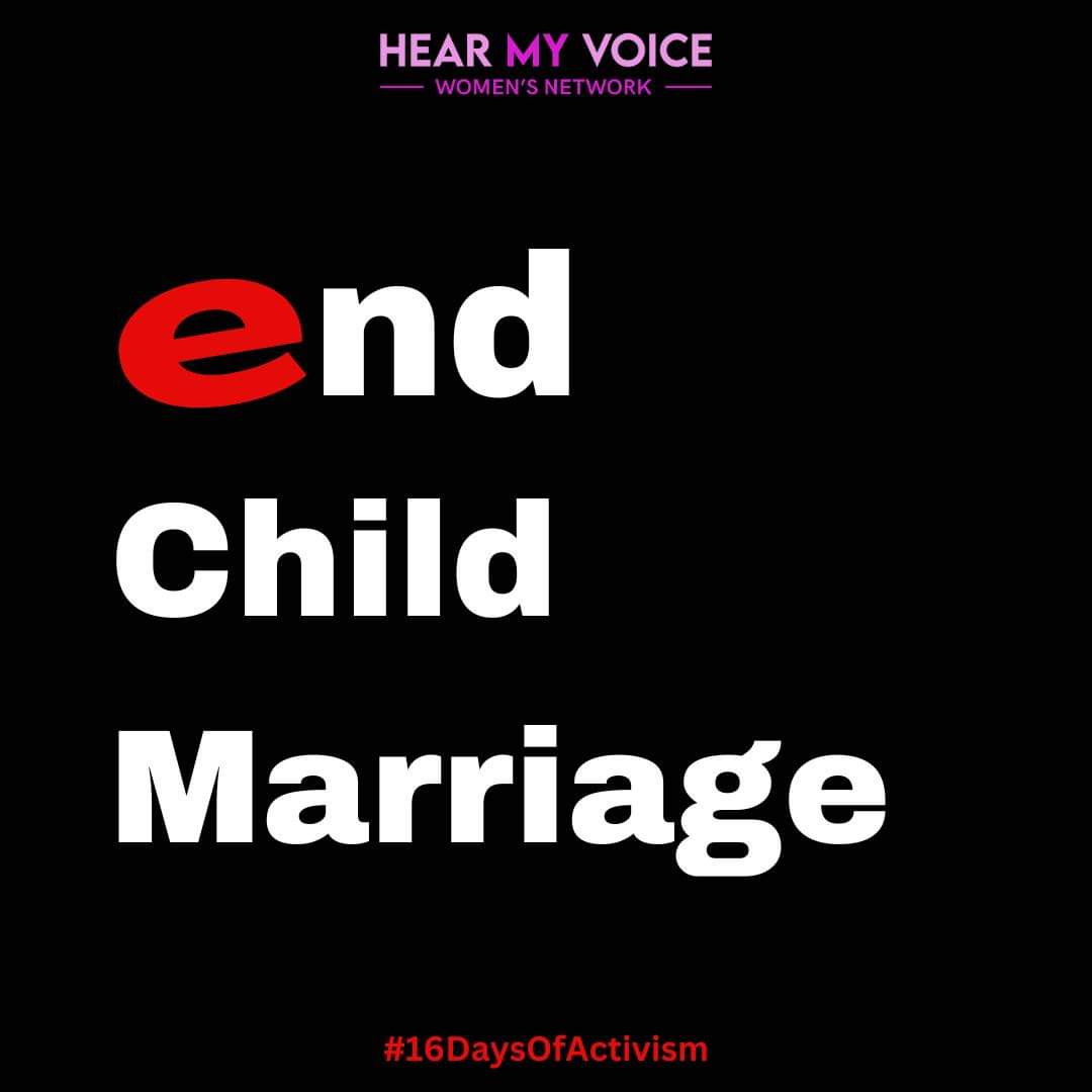 Child marriage steals childhoods and perpetuates cycles of inequality. 

This #16DaysOfActivism, let's unite to eliminate this harmful practice. Every girl deserves a chance to thrive, dream, and build her future freely. 

#HearMyVoice #EndChildMarriage #GirlsNotBrides