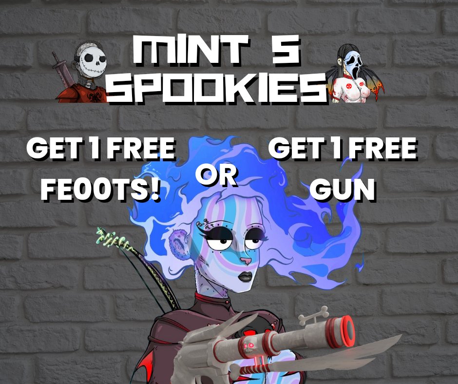 We have a new addition to the fantastic incentive on sp00kies!! This one is great value! 

Starts now!

Total Fe00ts to be redeemed: 44

Or 

Total Guns to be redeemed:
50

You get to choose which one NFT you'd like to redeem! 

#cro #crofam #nft

fe00ts.netlify.app/sp00kies/mint