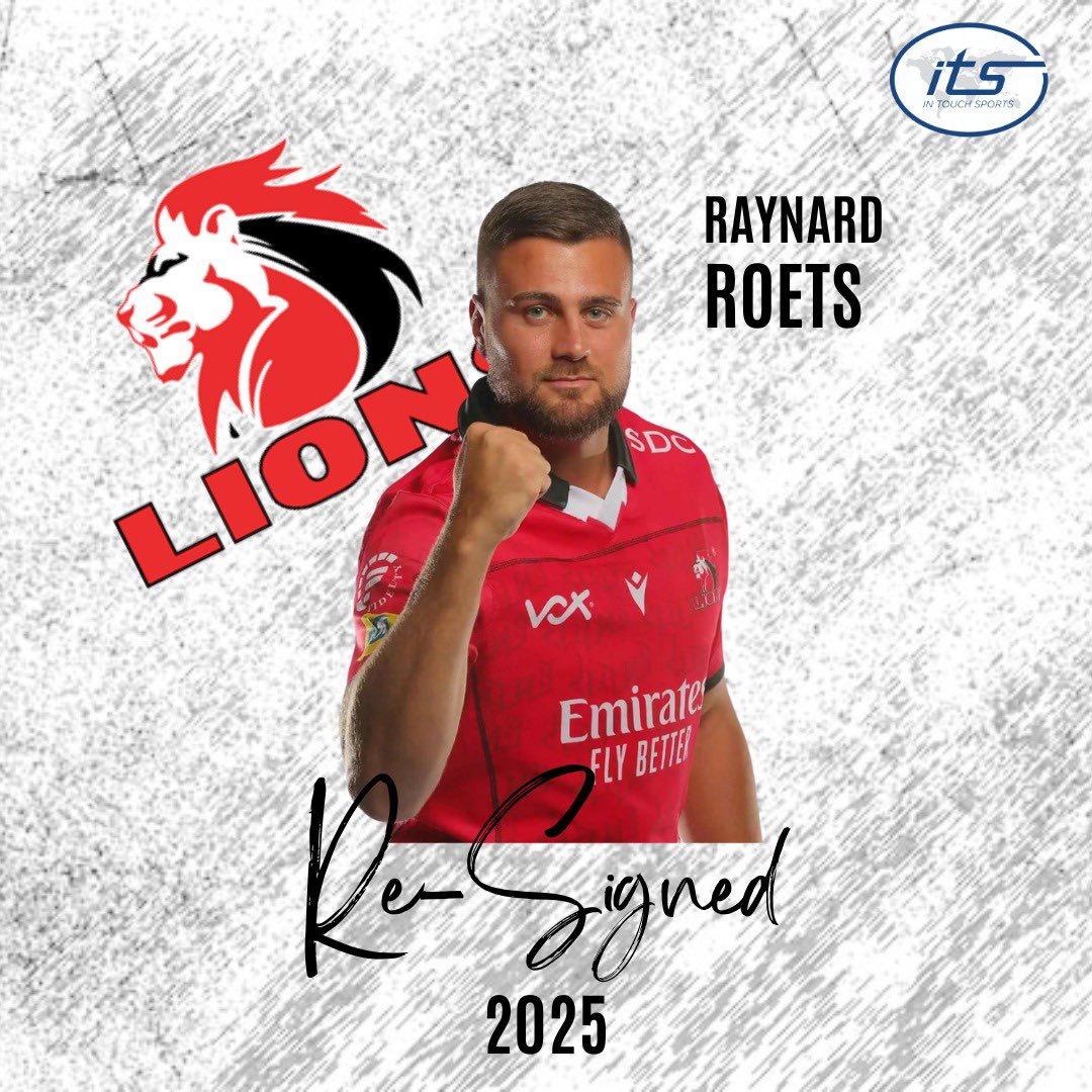 #DONEDEAL: Congrats to Raynard Roets on re-signing with the @LionsRugbyCo until 2025. We have no doubt you will continue to grow from strength to strength. 👏🏼🏉 #ITS #Lions #lionsrugby #rugby #intouchsports #ITSannouncement #ITSSigning #itsrugbydeals