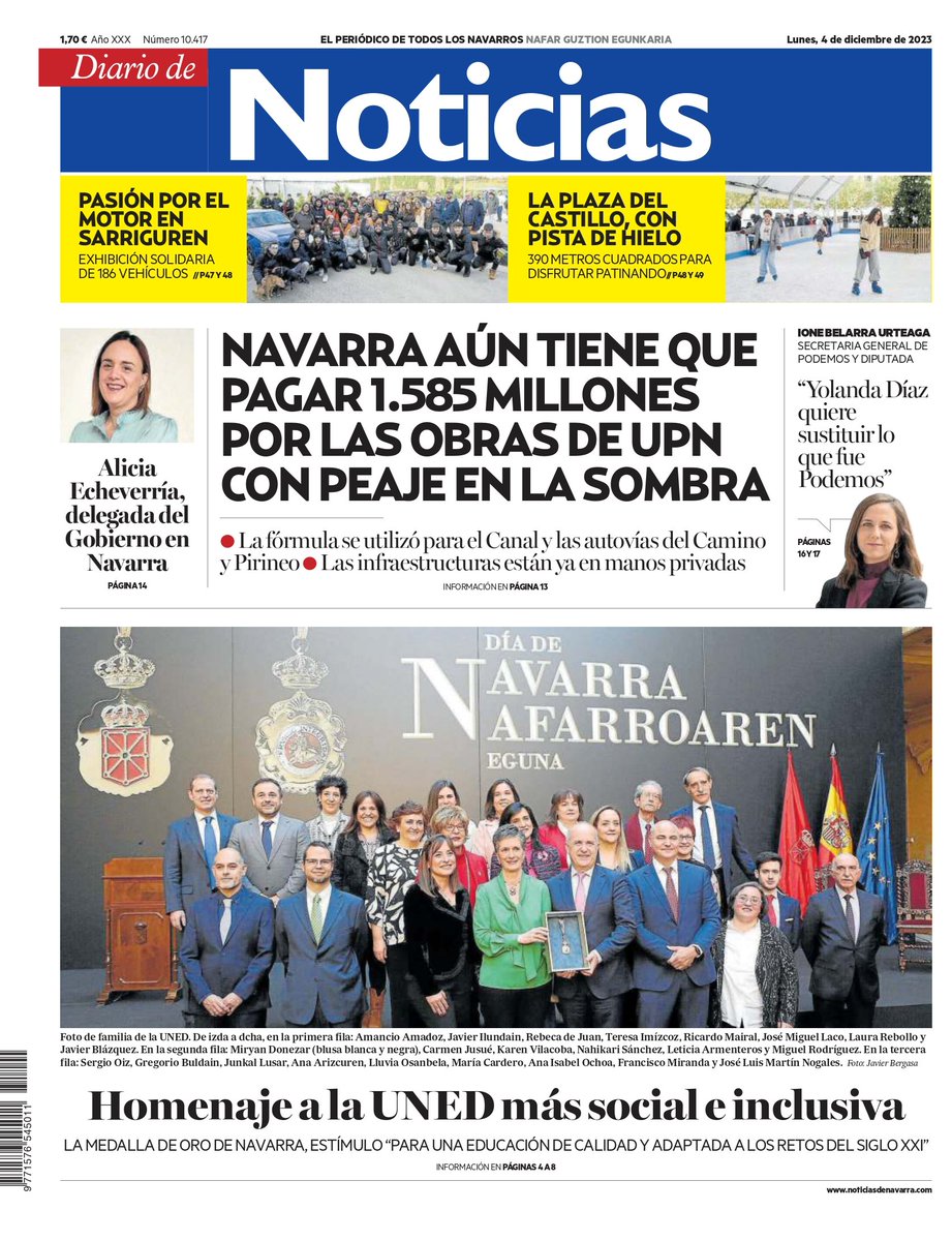 Egunon/Buenos días!
Las portadas de hoy con fotografías de <a href="/Migueloses91/">MOsés</a> en <a href="/DiariodeNavarra/">Diario de Navarra</a> <a href="/inigo_uriz/">Iñigo Uriz</a> para <a href="/garanet/">GARA</a> y <a href="/MendiJavier/">javier bergasa mendi</a> en <a href="/NoticiasNavarra/">Diario de Noticias</a>
