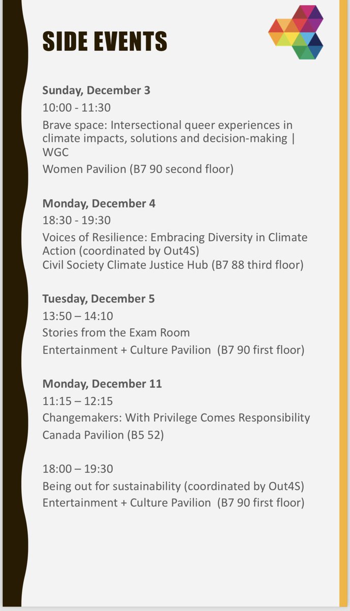 Check out <a href="/OUT4S/">OUT for Sustainability</a> agenda for #COP28  see you there!! 🏳️‍🌈🏳️‍⚧️