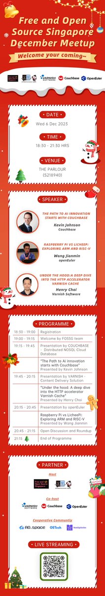 openEuler's tweet photo. Mark your calendars for the #FOSSG meetup on Dec 6, 2023! Exciting talks, like-minded enthusiasts, and chill vibes at #TheParlourSingapore. Don't miss it!
@kaiyuanshe @varnishsoftware @couchbase
#kaiyuansheSG #varnish #couchbase #openEuler #openEulerMoments #opensource https://t.co/cTFdSPX7Et