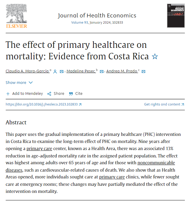mikakorte's tweet photo. The effect of primary healthcare on mortality: Evidence from Costa Rica: 
https://t.co/7nvgqTSy7o
#sote #perusterveydenhuolto #saatavuus #interventio #vaikuttavuus #kuolleisuus https://t.co/ffi4X4kI4E